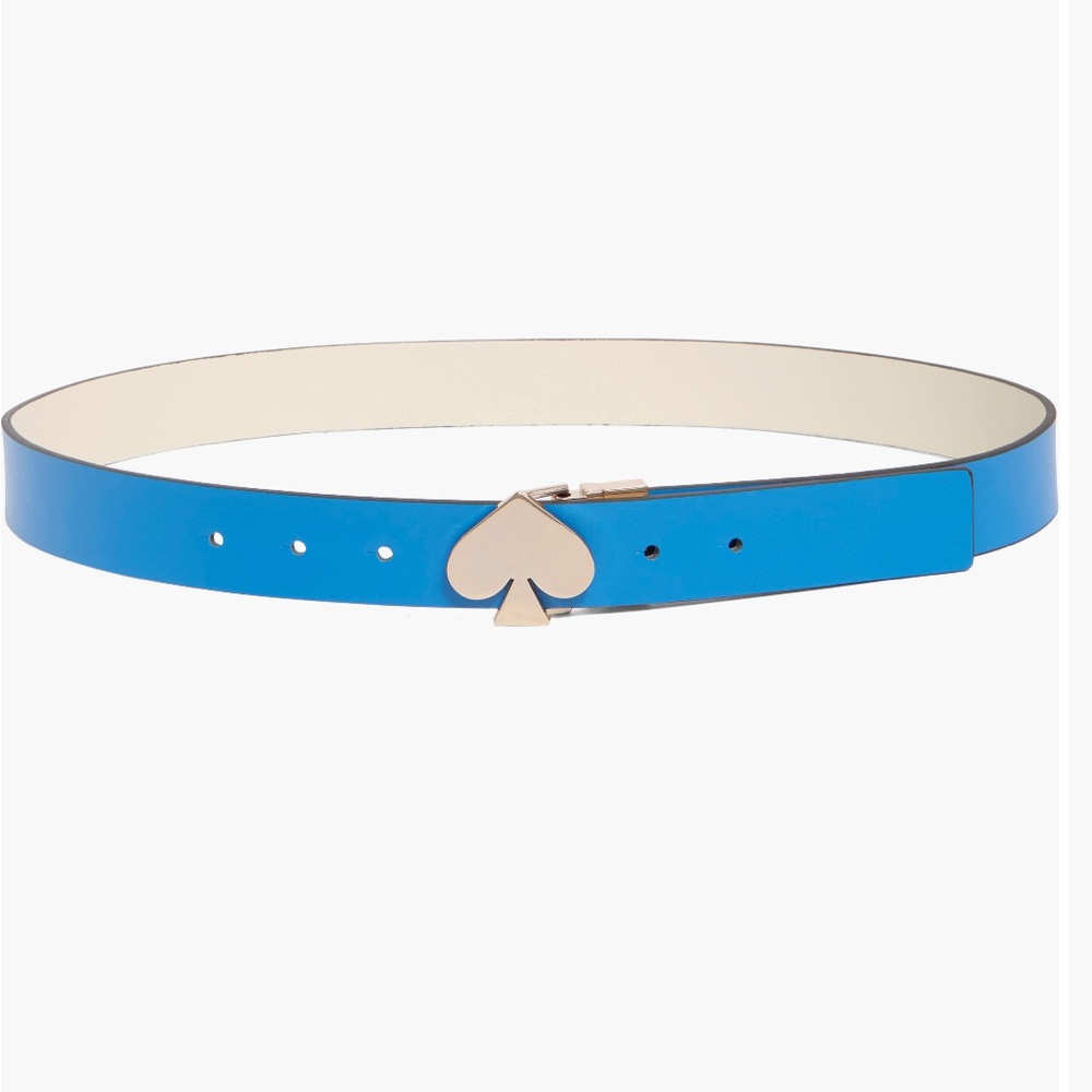 Kate Spade Reversible Blue Leather Belt with Spade Buckle